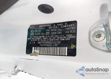 2019 Hyundai Veloster Turbo Ultimate z USA, uszkodzony, nr VIN KMHTH6AB5KU015786